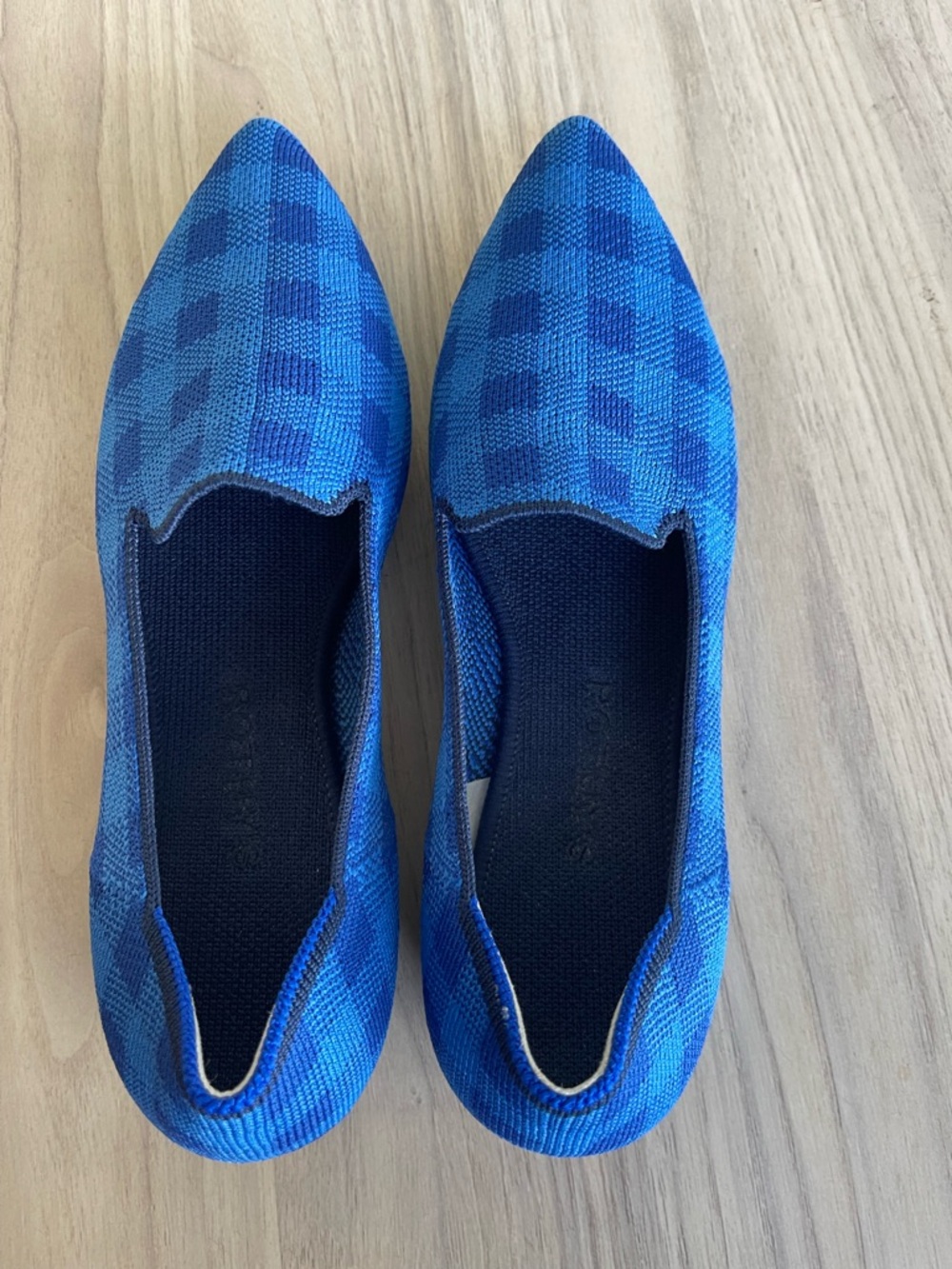 Rothy's Blue Knit Slip-On Flats with Green Insole - Picture 3 of 12